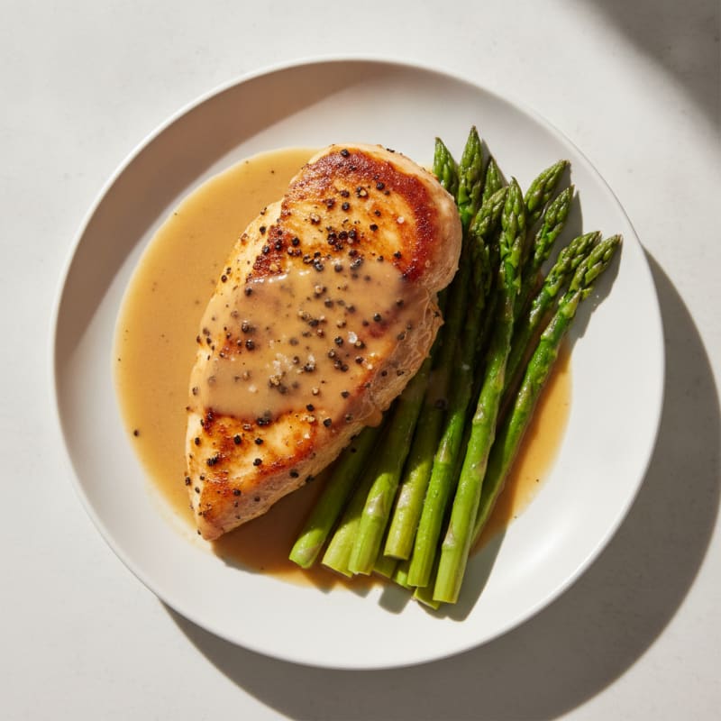 Pan-Seared Peppercorn Chicken with Cognac Sauce