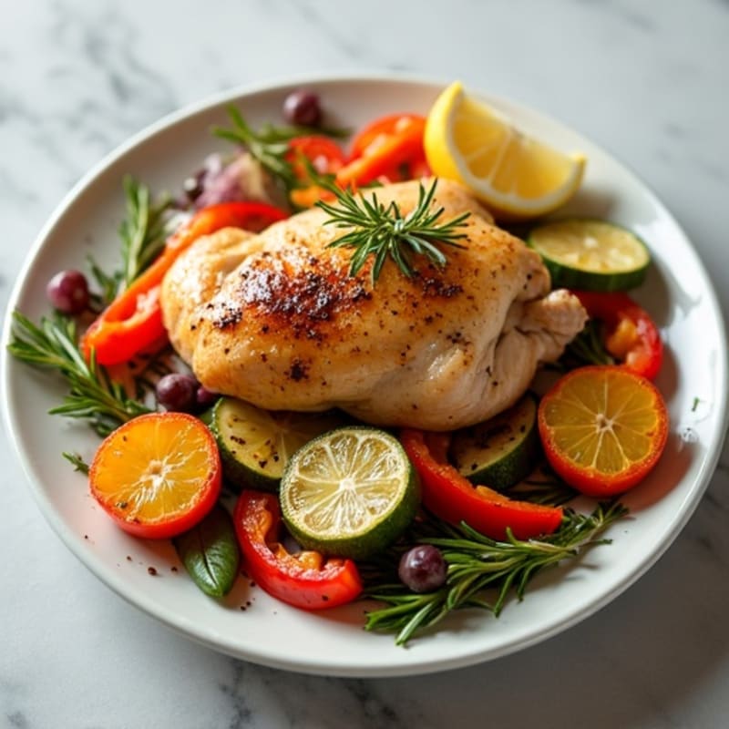 Lemon Garlic Roasted Chicken with Roasted Vegetables