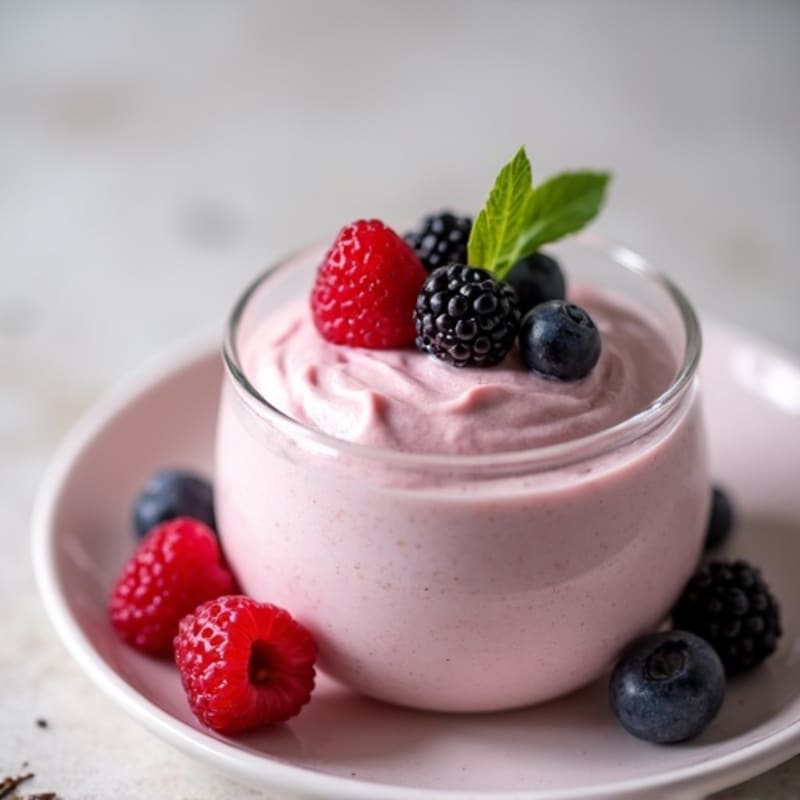 Greek Yogurt Protein Mousse with Mixed Berries