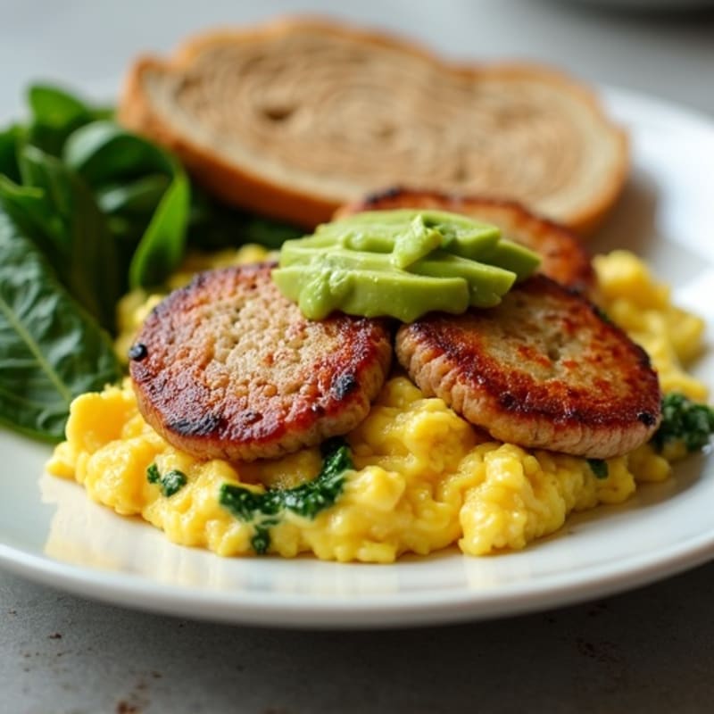 Egg White and Turkey Sausage Scramble with Spinach