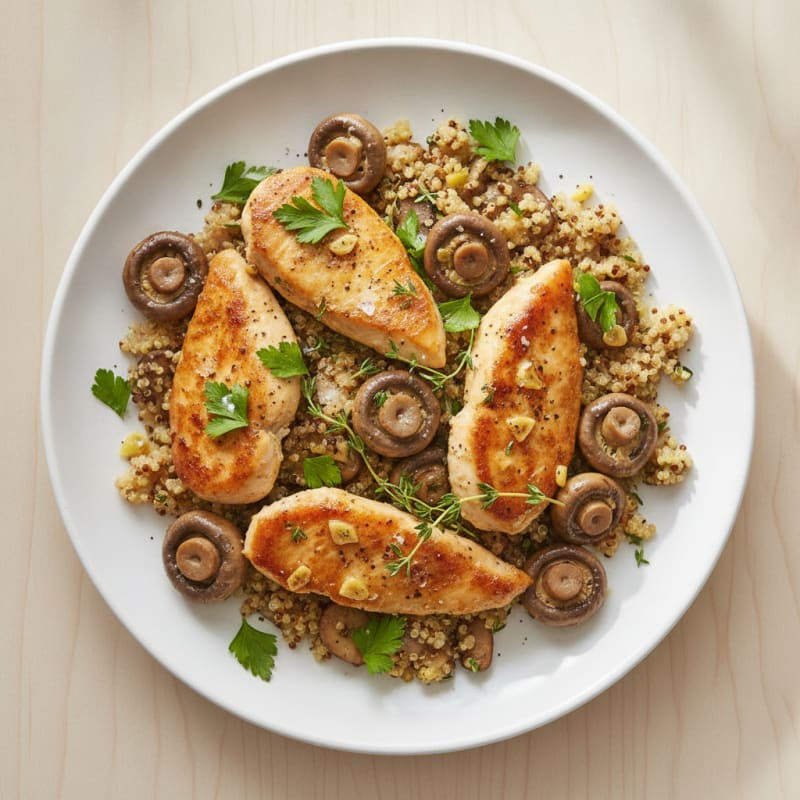 Garlic Butter Roasted Mushrooms and Chicken with Fresh Herbs