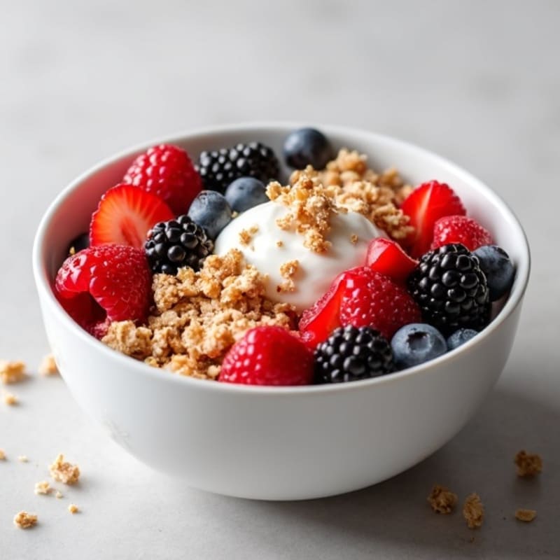 Tangy Greek Yogurt Bowl with Fresh Berries and Crunchy Granola
