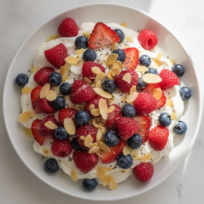 Greek Yogurt Protein Mousse with Mixed Berries