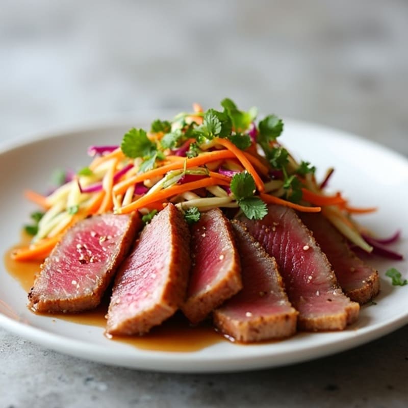 Pan-Seared Ahi Tuna with Sesame Ginger Slaw