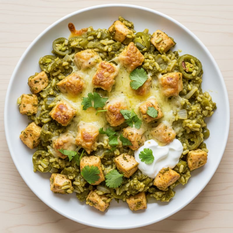 Green Chili Chicken and Rice Bake
