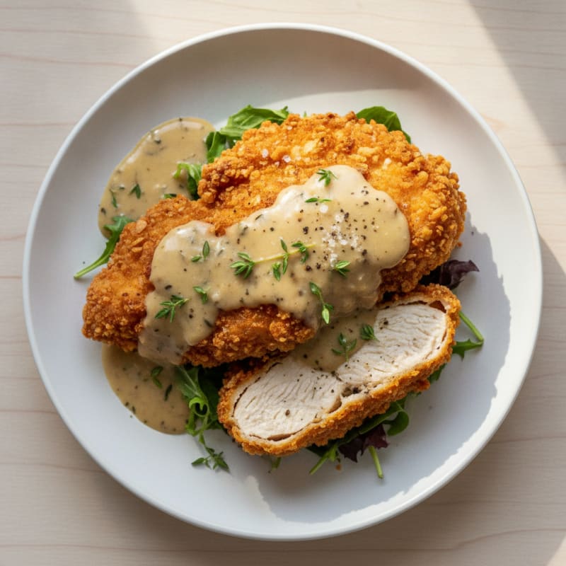 Crispy Buttermilk Fried Chicken with Creamy Gravy