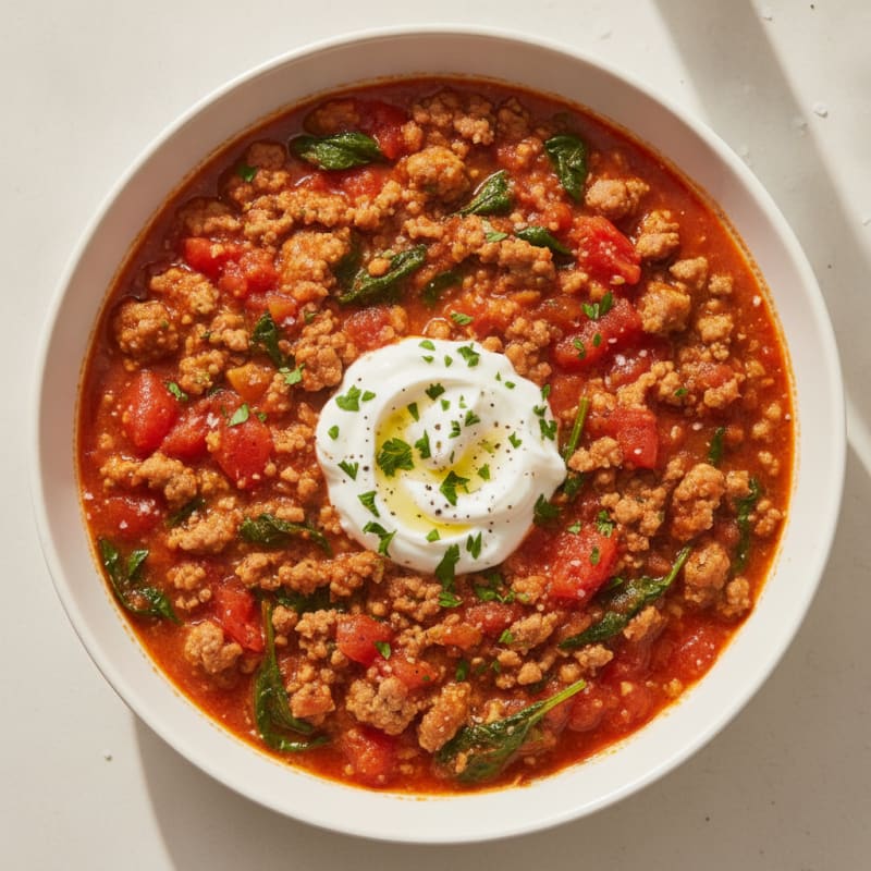 Ground Lamb and Tomato Skillet