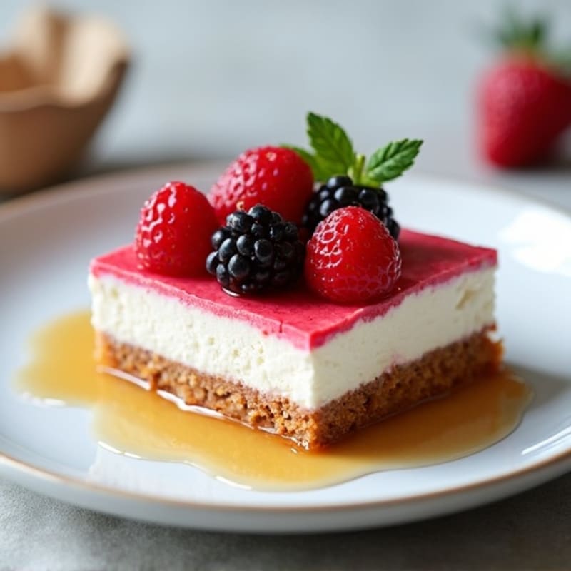 Greek Yogurt Protein Cheesecake with Mixed Berries