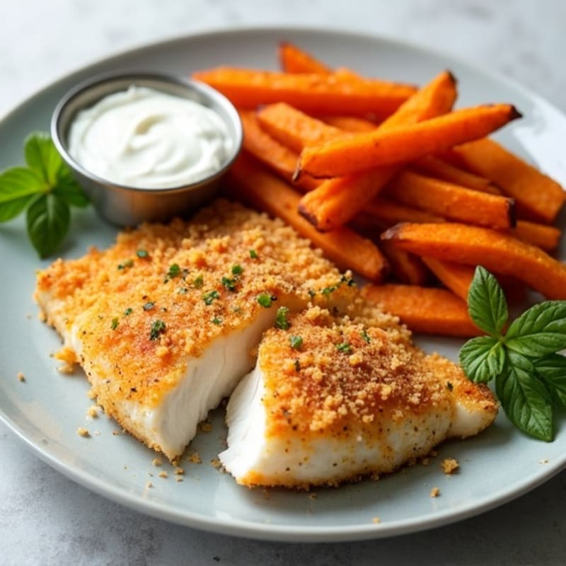 Crispy Baked White Fish with Crispy Roasted Sweet Potato Fries