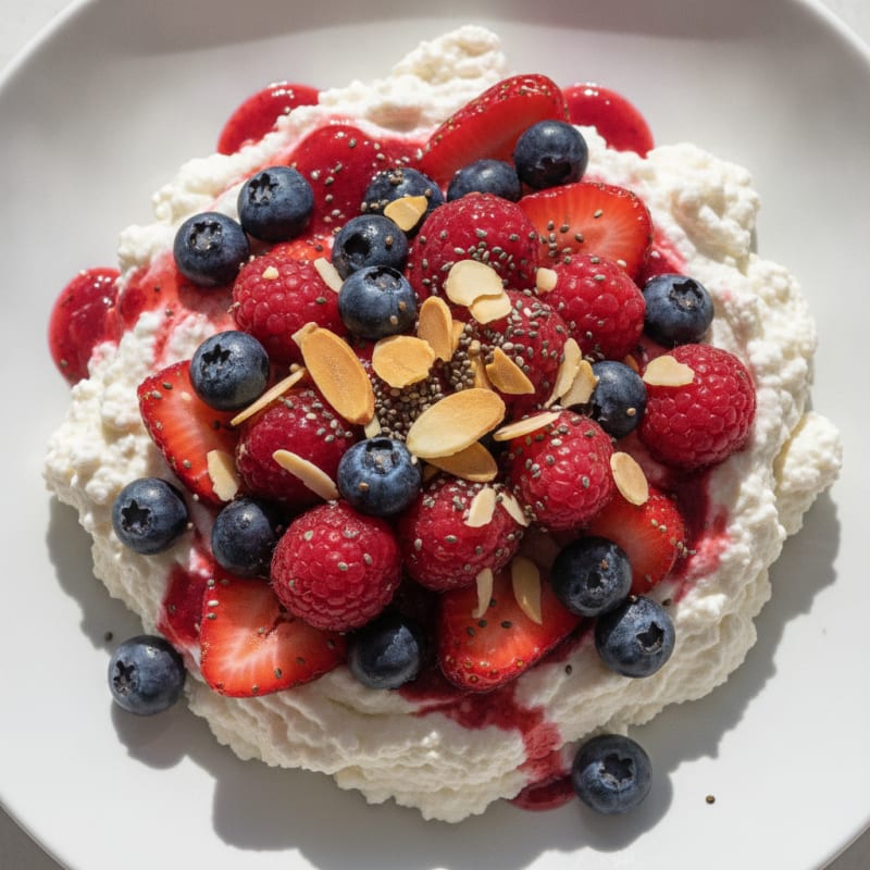 Greek Yogurt Protein Mousse with Mixed Berries