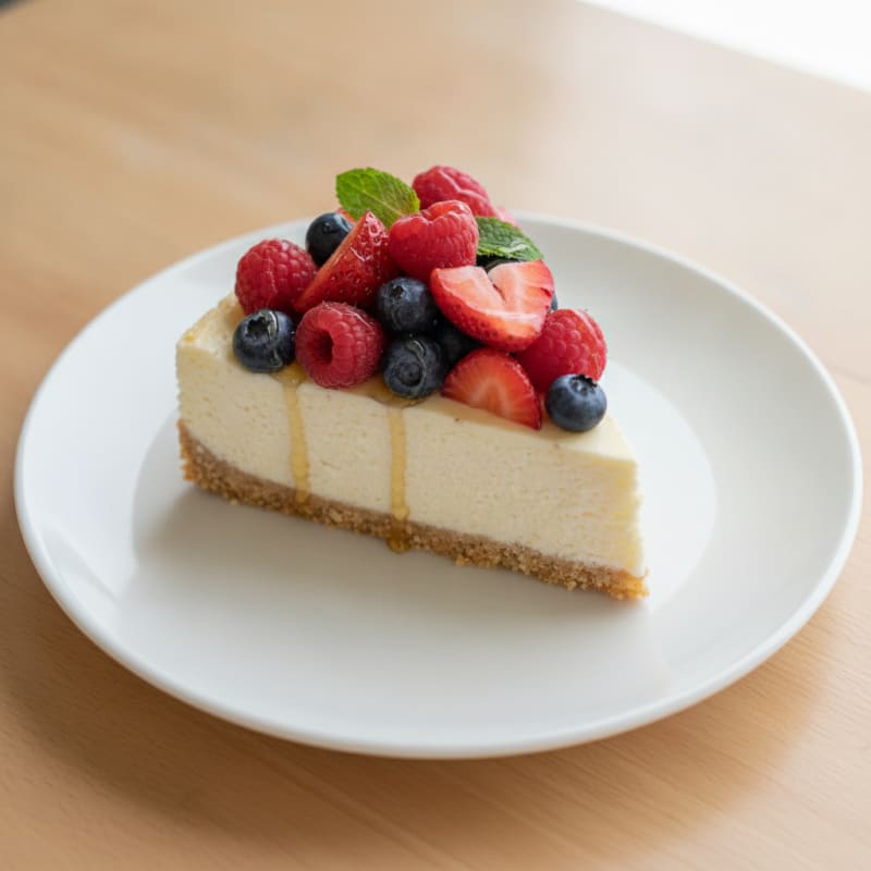 Greek Yogurt Protein Cheesecake with Mixed Berries