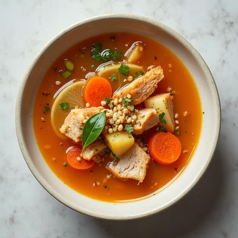 Hearty Chicken and Root Vegetable Soup with Toasted Seeds