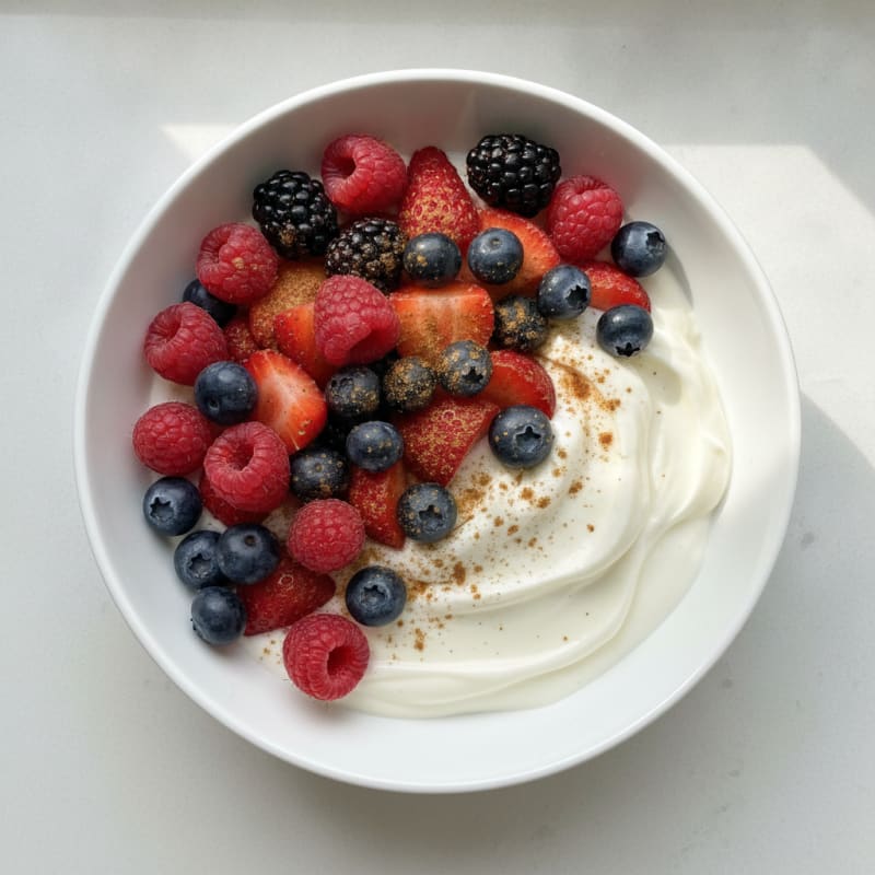 Silky Greek Yogurt Protein Bowl with Mixed Berries