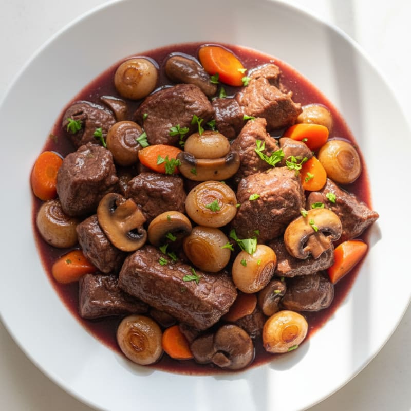 Classic Beef Bourguignon with Pearl Onions