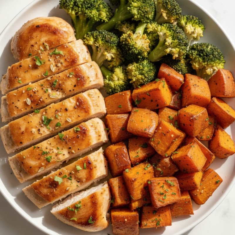 Lemon Herb Chicken with Roasted Sweet Potatoes