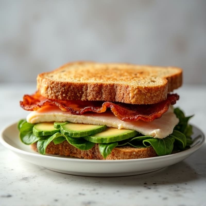 Crispy Bacon and Creamy Avocado Whole Grain Sandwich with Fresh Greens