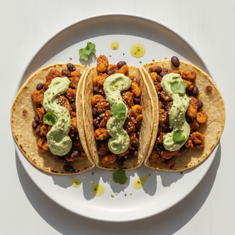 Jackfruit Carnitas Tacos with Avocado Crema