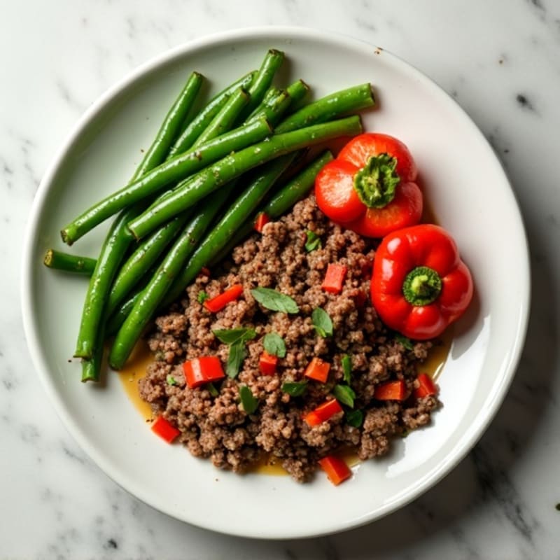 Lean Ground Beef Skillet with Crispy Green Beans