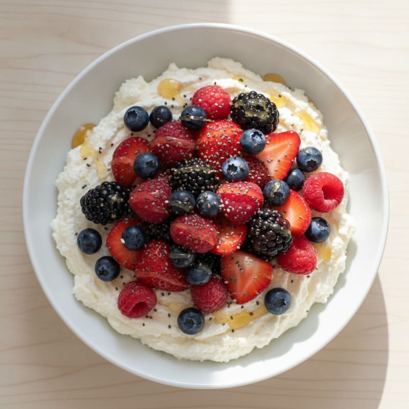 Greek Yogurt Protein Mousse with Mixed Berries