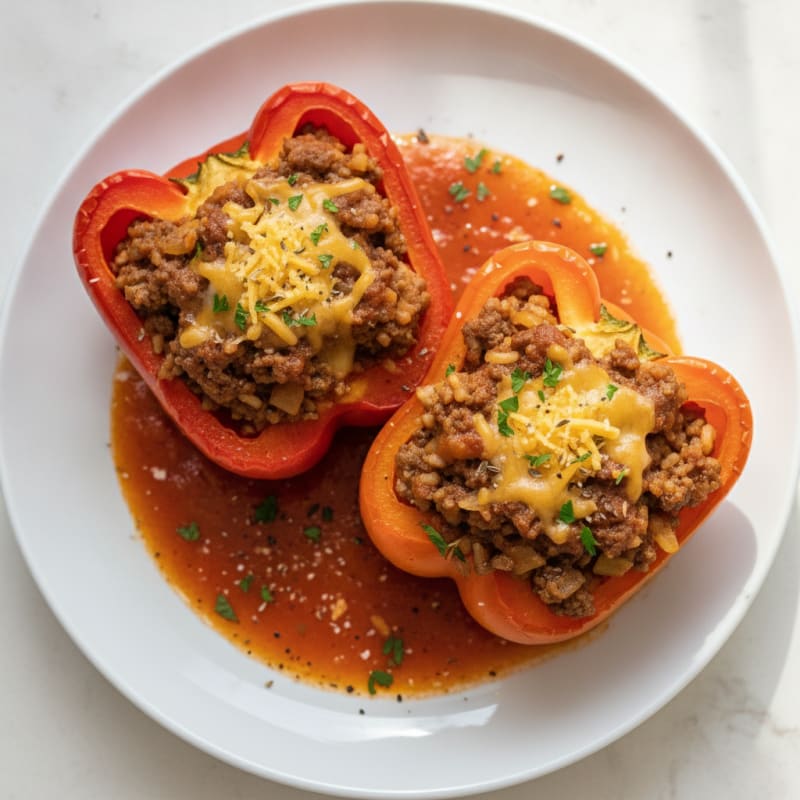 Beef and Rice Stuffed Bell Peppers