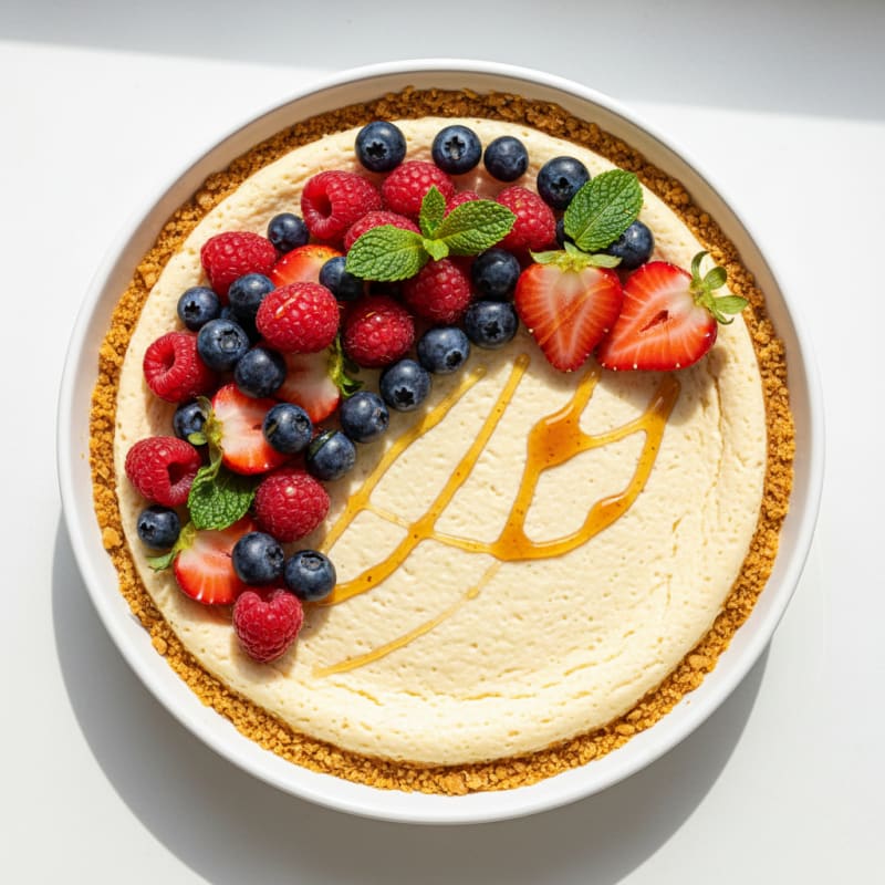 Greek Yogurt Protein Cheesecake with Fresh Berries