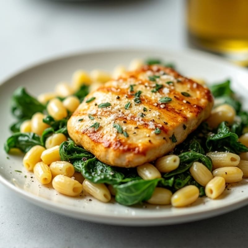 Lemon Garlic Chicken Protein Pasta with Sautéed Greens