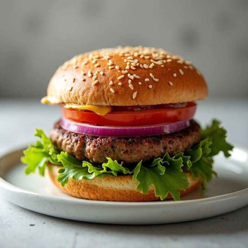Lean Beef Burger with Fresh Greens