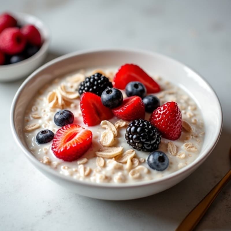 Creamy Protein Overnight Oats with Fresh Berries