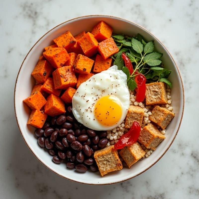 Roasted Sweet Potato and Black Bean Quinoa Bowl