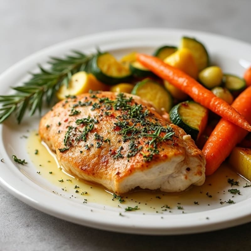 Herb-Crusted Pan Seared Chicken with Roasted Vegetables