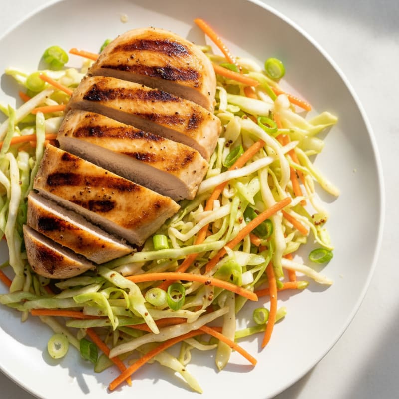 Grilled Chicken Breast with Crunchy Cabbage Slaw