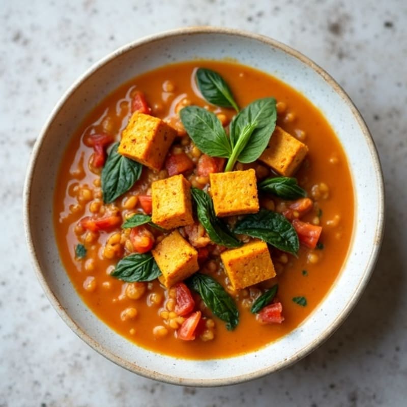 Creamy Red Lentil Curry with Fresh Spinach