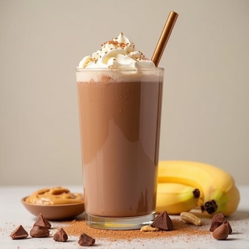 Chocolate Protein Shake with Peanut Butter and Banana