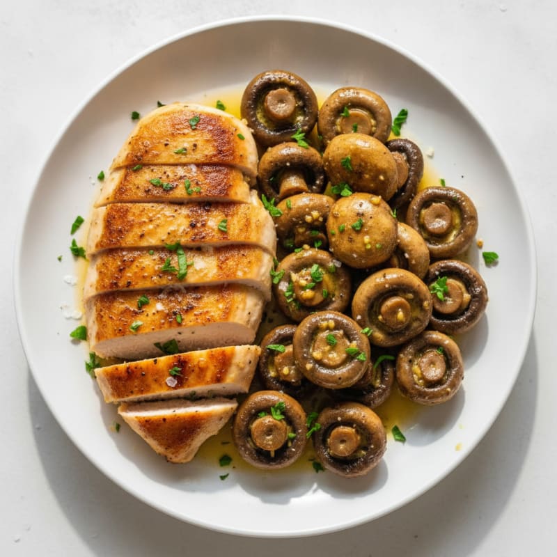 Roasted Garlic Butter Mushrooms with Pan-Seared Chicken