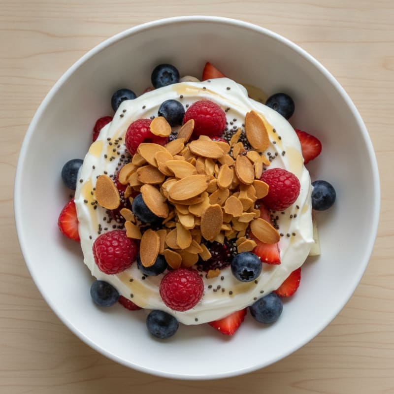 Greek Yogurt Protein Parfait with Berries and Almonds