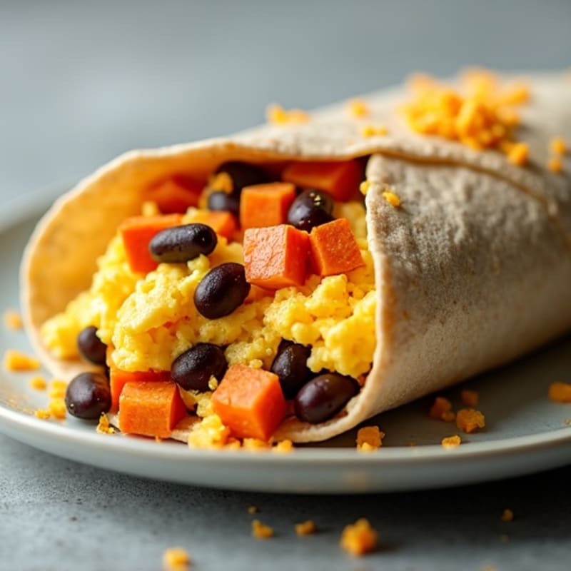 Protein-Packed Scrambled Egg and Sweet Potato Burrito