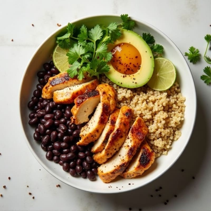 Spicy Black Bean Quinoa Bowl with Lime Avocado