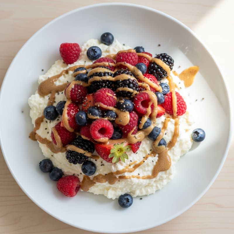Silky Greek Yogurt Protein Mousse with Mixed Berries