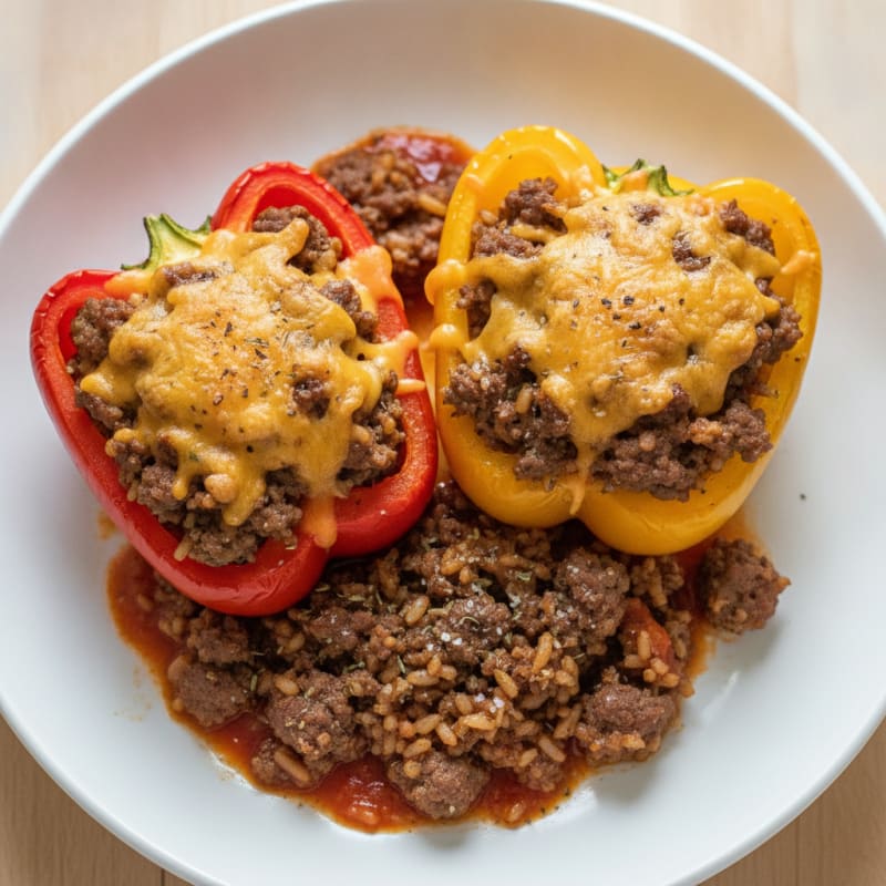 Beef and Rice Stuffed Bell Peppers