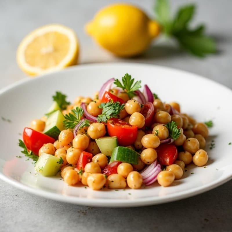 Chickpea Salad with Crisp Vegetables and Lemon Vinaigrette