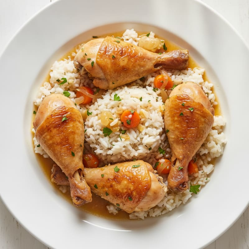 Braised Chicken Drumsticks with White Wine Rice