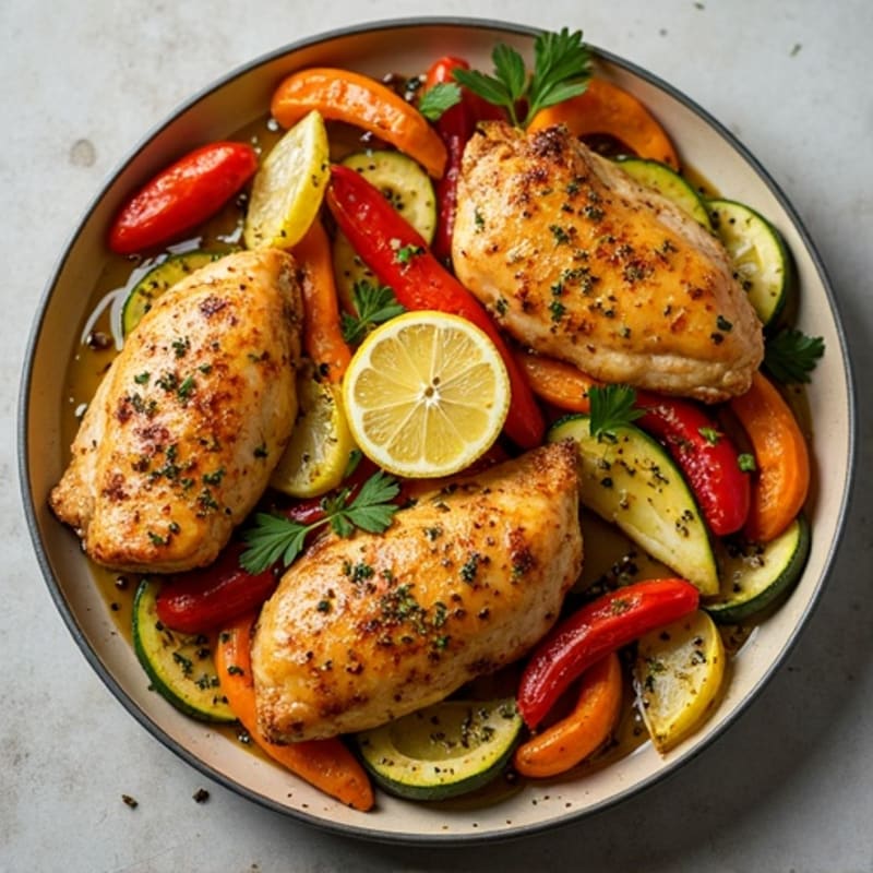 Sheet Pan Lemon Herb Chicken and Crispy Roasted Vegetables