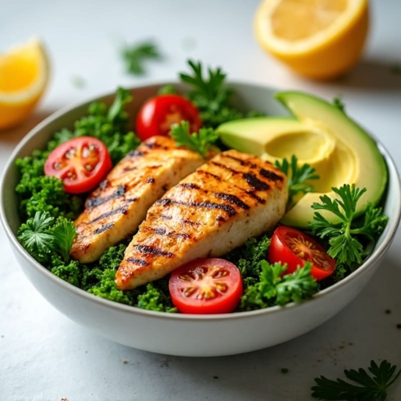 Crunchy Avocado Kale Bowl with Citrus Vinaigrette