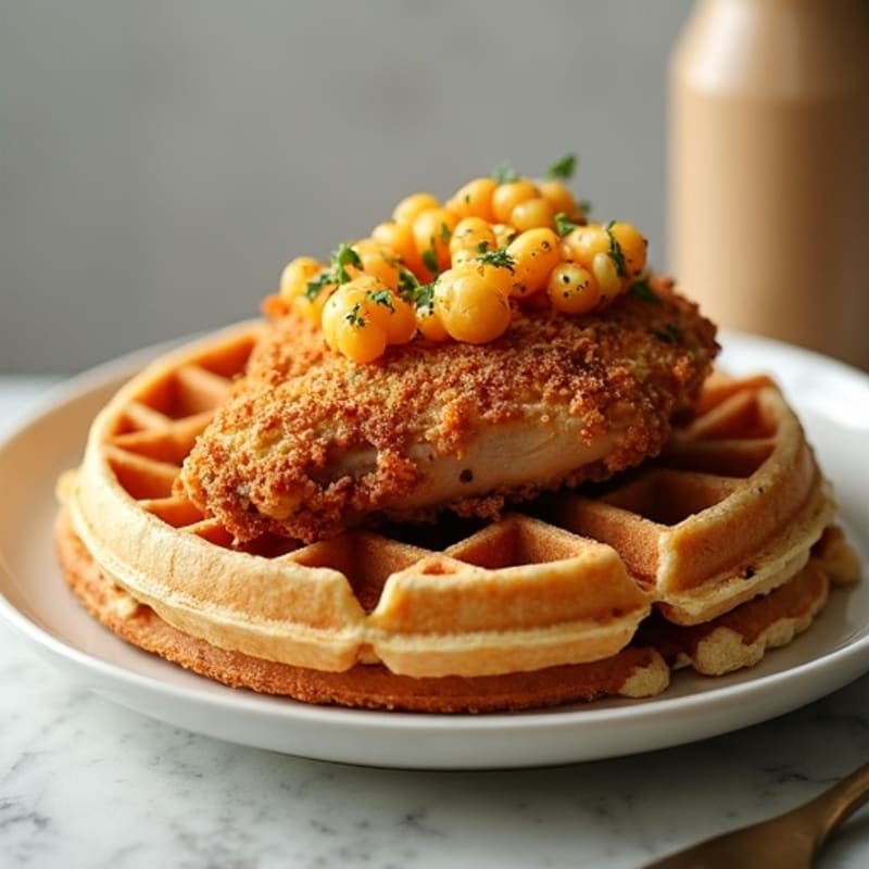 Crispy Baked Chicken and Fluffy Whole Wheat Waffles