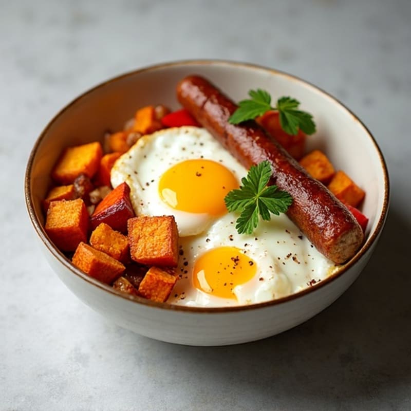 Crispy Sweet Potato and Egg Hash Bowl