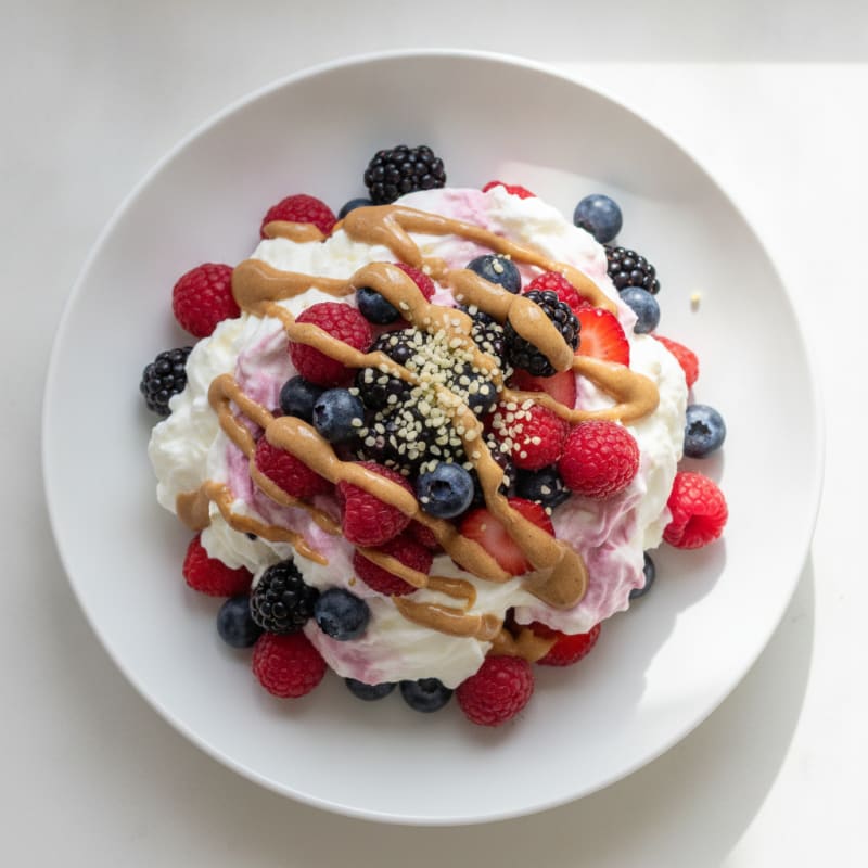 Greek Yogurt Protein Mousse with Mixed Berries
