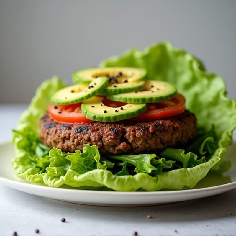 Lean Beef Burger with Fresh Avocado and Crisp Greens