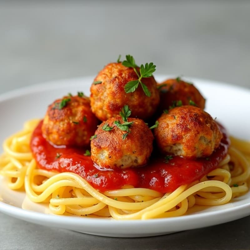 Crispy Chicken Meatballs with Spaghetti Squash and Hearty Marinara
