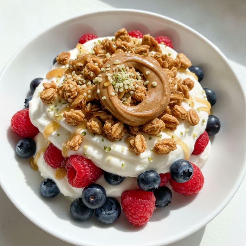 Greek Yogurt Parfait with Mixed Berries and Almond Butter