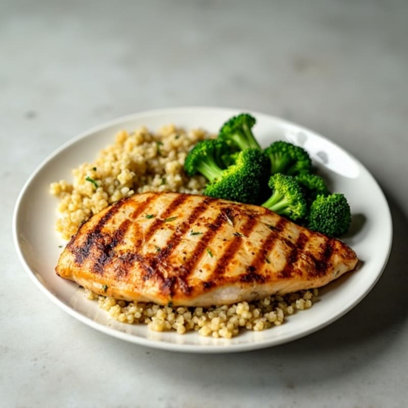 Grilled Chicken Breast with Quinoa and Steamed Broccoli